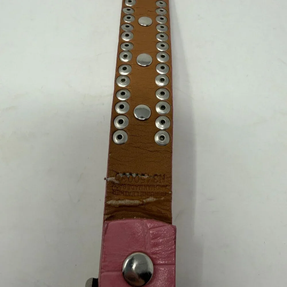 Nocona Belt Co. women's belt pink leather silver western XS